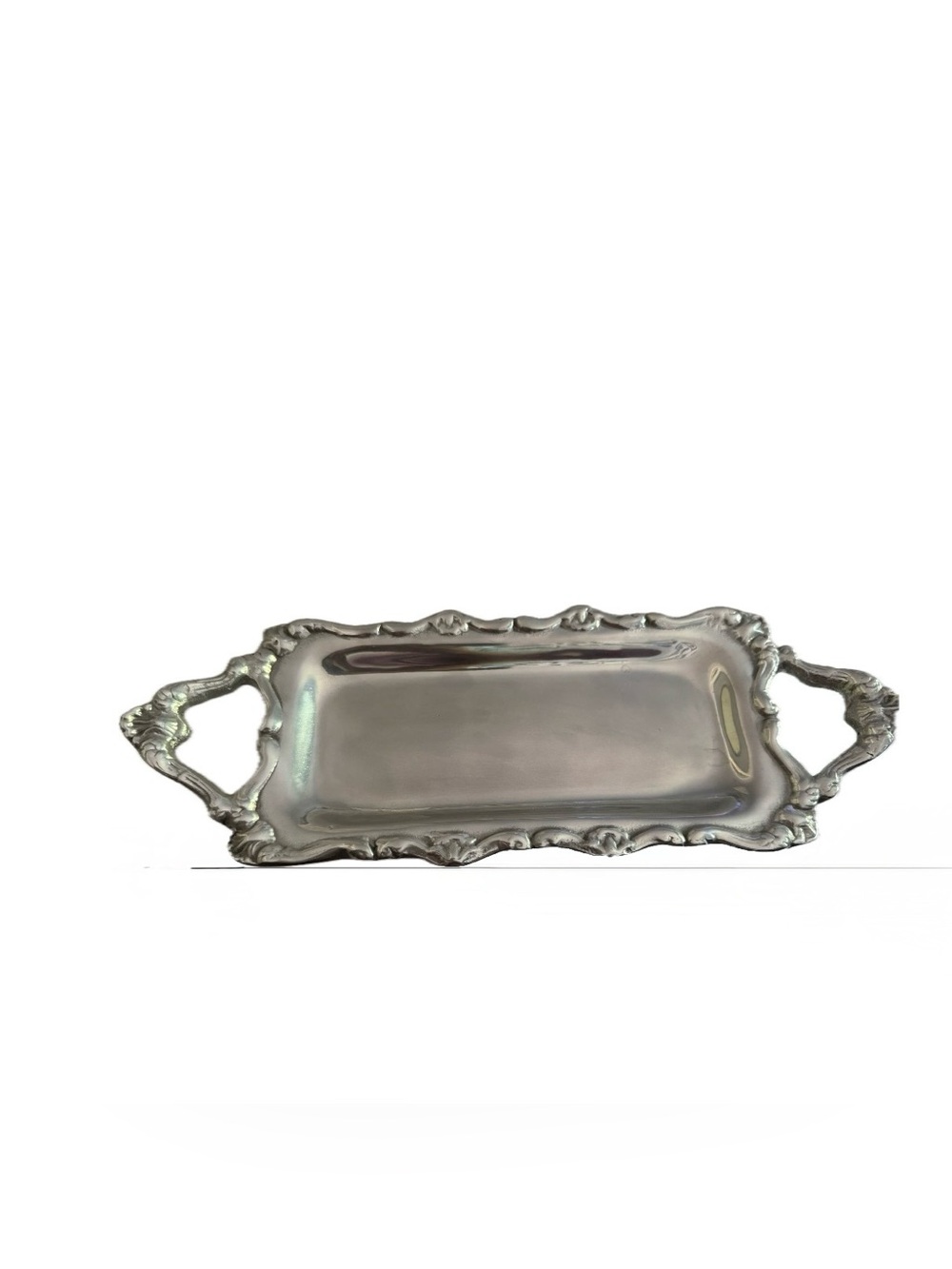 Vintage Carrocy Regolas Silver Toned Serving Bread Tray Ornate Floral Baroque